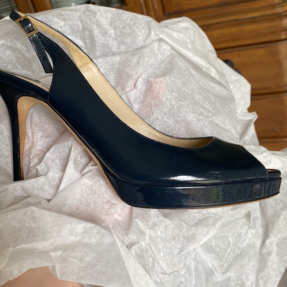 JIMMY CHOO sling stilettos nova dark blue made in Italy. - Picture 5 of 16